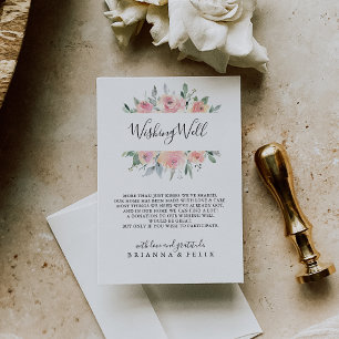 Carte D'accompagnement Elégant rose Blush Floral Mariage Wishing well