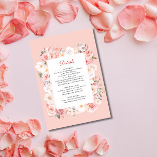Carte D'accompagnement Élégant Rose de ressort à cadre rose pâle Mariage