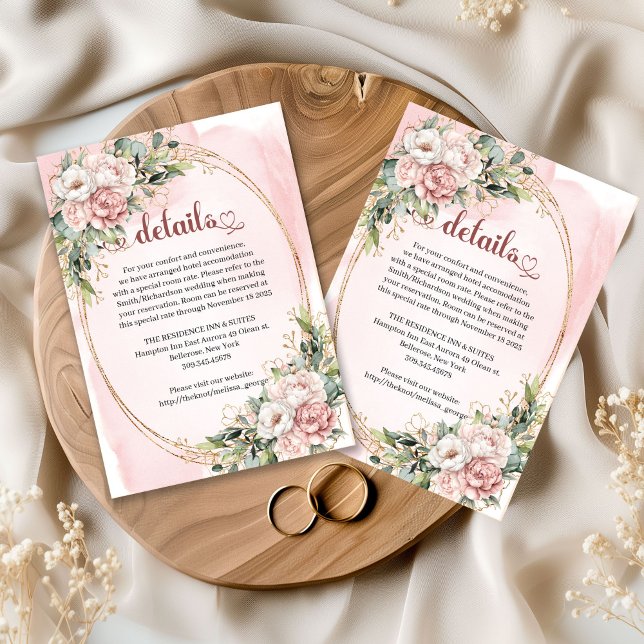 Carte D'accompagnement Elegant Rose Gold Floral Eucalyptus Details Card (Elegant Rose Gold Floral Eucalyptus Details Card)