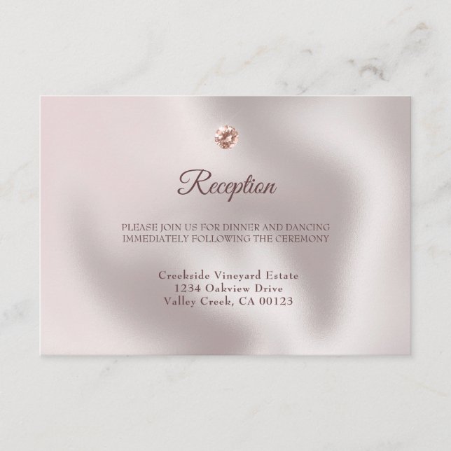 Carte D'accompagnement Elégant Rose Gold Pearl & Diamond Gemstone Mariage (Devant)
