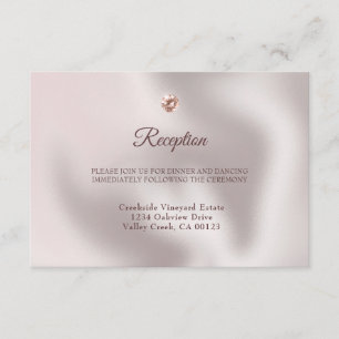 Carte D'accompagnement Elégant Rose Gold Pearl & Diamond Gemstone Mariage