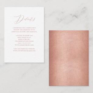 Carte D'accompagnement Élégant Rose Gold Script Metallic Mariage Détails