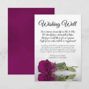 Carte D'accompagnement Élégant Rose Magenta Mariage Wishing well Poem