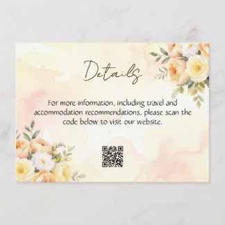 Carte D'accompagnement Élégant Rose rustique QR Code Mariage aquarelle