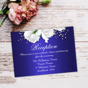 Carte D'accompagnement Elégant Roses Vintages bleu foncé Réception de mar