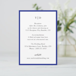 Carte D'accompagnement Elégant Royal Blue Monogram Mariage moderne