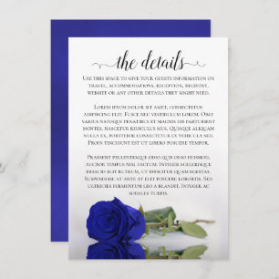Carte D'accompagnement Elégant Royal Blue Reflet Rose Détails du Mariage