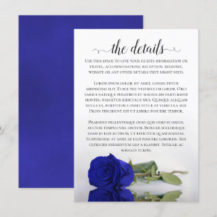 Carte D'accompagnement Elégant Royal Blue Reflet Rose Détails du Mariage
