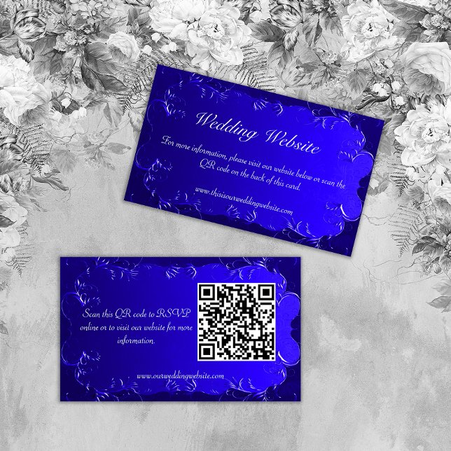 Carte D'accompagnement Elegant Royal Blue Wedding Website  (Créateur téléchargé)
