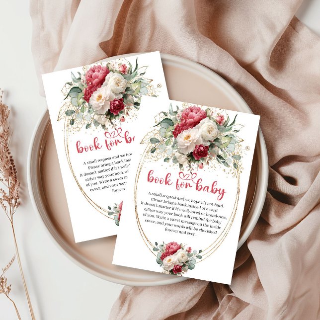 Carte D'accompagnement Elegant Ruby Red White Greenery Book for Baby (Elegant Ruby Red White Greenery Book for Baby)