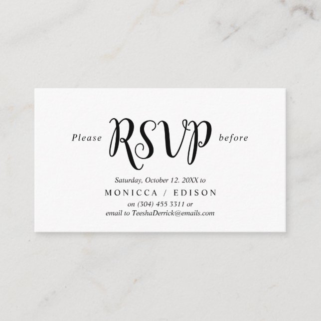 Carte D'accompagnement Élégant Rustic Black, Parti RSVP, répondre (Devant)