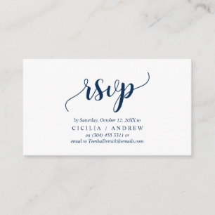 Carte D'accompagnement Elegant Rustic Navy Blue, Mariage RSVP, répondre