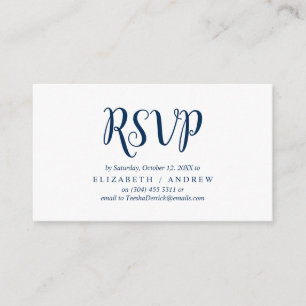 Carte D'accompagnement Elegant Rustic Navy Blue, Mariage RSVP, répondre