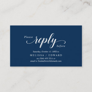 Carte D'accompagnement Élégant Rustique, Navy Blue, RSVP répondez, répond