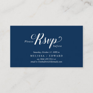 Carte D'accompagnement Élégant Rustique, Navy Blue, RSVP répondez, répond