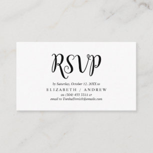Carte D'accompagnement Elégant rustique noir, mariage RSVP, répondre
