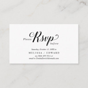 Carte D'accompagnement Élégant rustique, Script noir, réponse RSVP, Répon