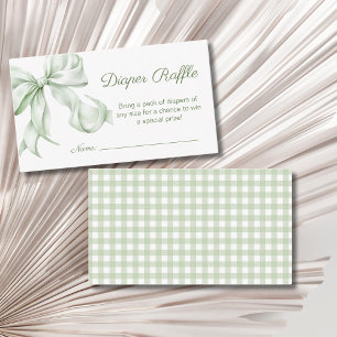 Carte D'accompagnement Élégant Sage Green Bow Baby shower Déchets Raffle