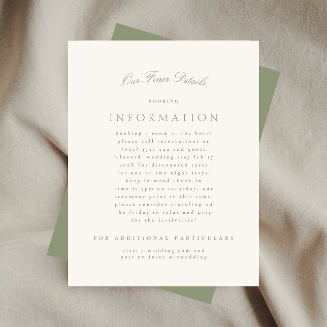 Carte D'accompagnement Élégant Sage Green Cream Script Formel Le Mariage (Créateur téléchargé)