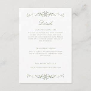 Carte D'accompagnement Elegant Sage Green Line Art Détails Mariage