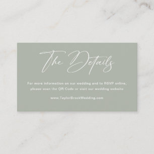 Carte D'accompagnement Elegant Sage Green Mariage Website Qr Code