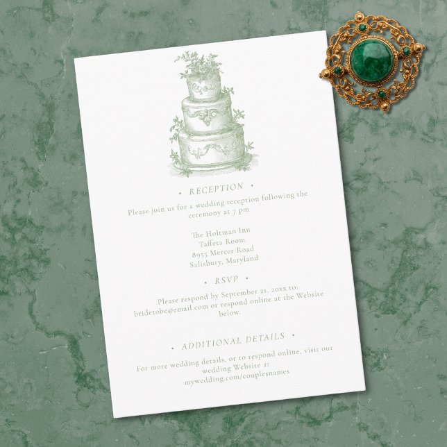 Carte D'accompagnement Elegant Sage Green Toile French Manor Wedding (Elegant Sage Green Toile French Manor Wedding Enclosure Card)