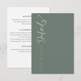 Carte D'accompagnement Elegant Sage Green Wedding Details
