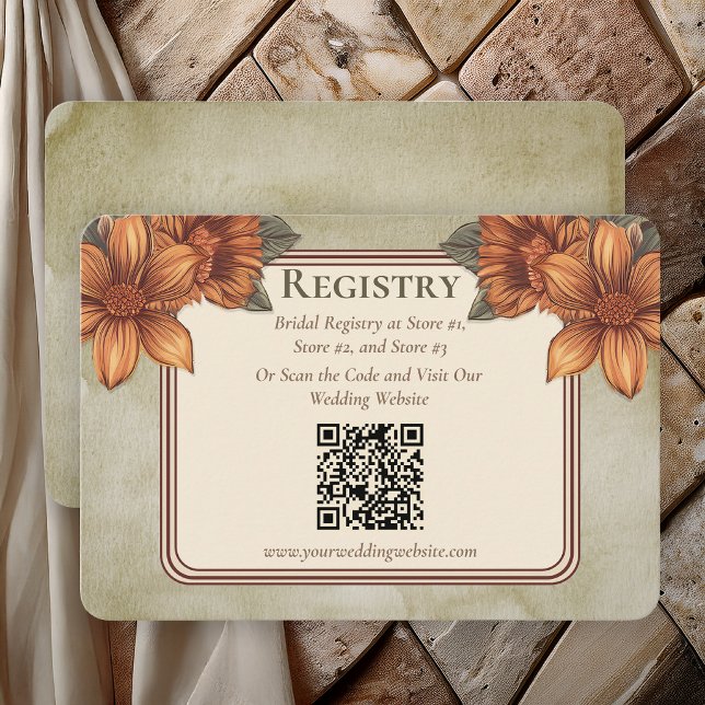Carte D'accompagnement Elegant Sage Terracotta Floral Bridal Registry  (Elegant Sage Terracotta Floral Bridal Registry Enclosure Card)