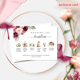 Carte D'accompagnement Elégant scénario de mariage, Bourgogne bleu rose