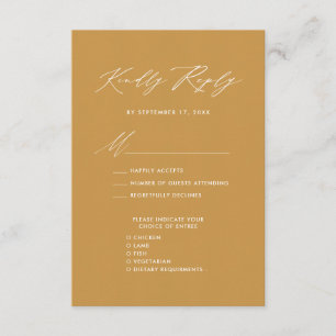 Carte D'accompagnement Élégant Script Beige Minimaliste Chic Mariage RSVP