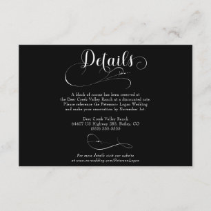 Carte D'accompagnement Élégant Script Classic Détails du Mariage