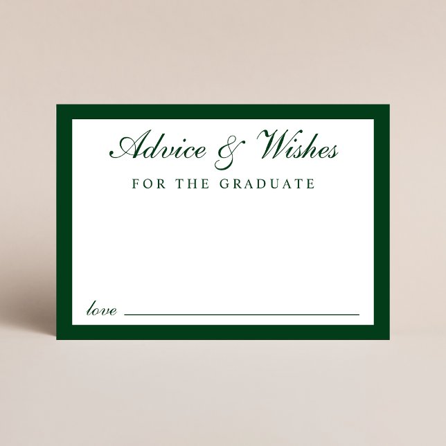 Carte D'accompagnement Elégant Script Grad Conseils Green Gold Graduation (Créateur téléchargé)