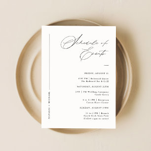 Carte D'accompagnement Élégant Script Mariage Week-end Calendrier Des Évé