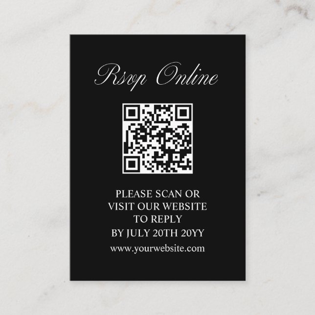 Carte D'accompagnement Élégant Script minimal Formel Noir Mariage RSVP (Devant)
