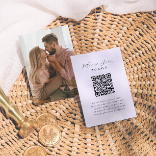 Carte D'accompagnement Élégant script minimal photo QR Code Mariage RSVP