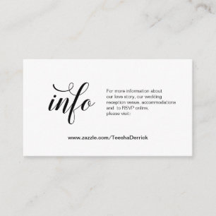 Carte D'accompagnement Élégant script noir, détails Mariage, RSVP en lign