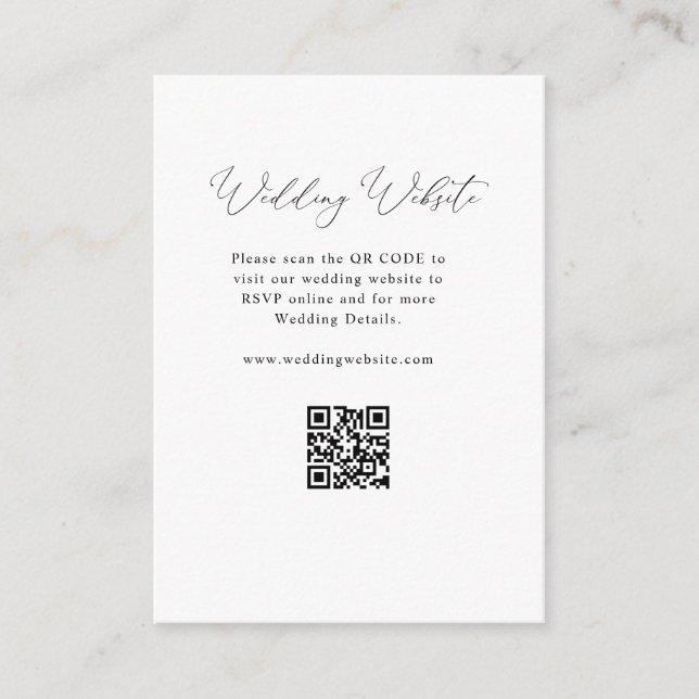 Carte D'accompagnement élégant script noir et blanc mariage site (Devant)