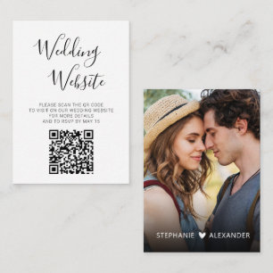 Carte D'accompagnement Elegant Script Photo QR Code Site Mariage RSVP