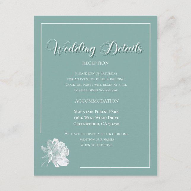 Carte D'accompagnement Elegant Script Sage Green Floral Wedding  (Devant)