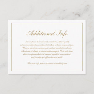 Carte D'accompagnement Élégant Script Simple Formal Mariage or