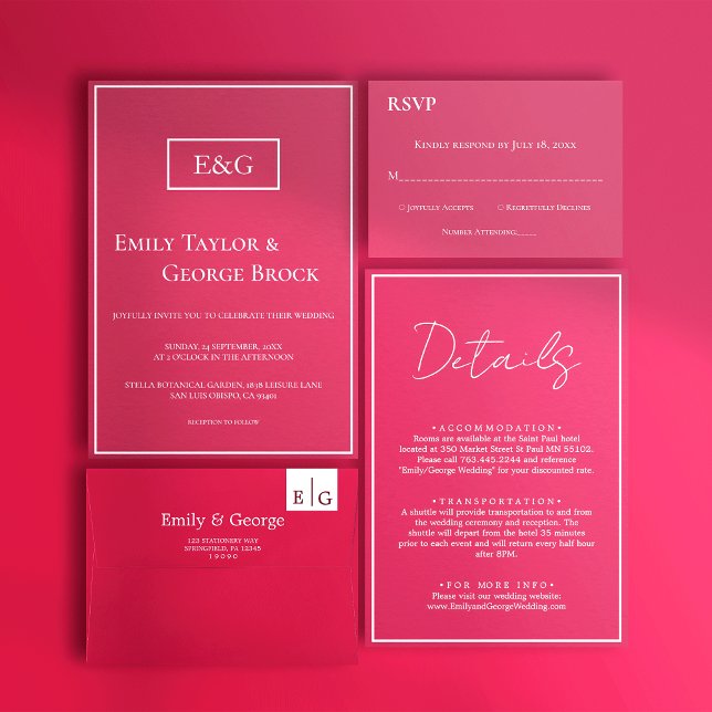 Carte D'accompagnement Élégant Script simple Viva Magenta Détails du Mari (Créateur téléchargé)