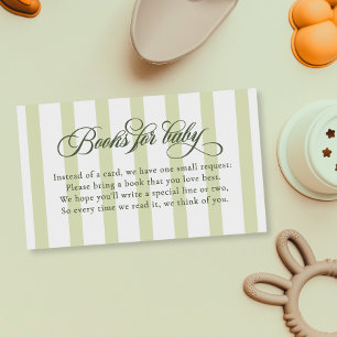 Carte D'accompagnement Élégant Script Stripes Baby shower Livres Pour Béb