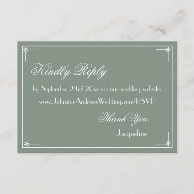 Carte D'accompagnement Elégant Script Website RSVP Rustic Chic Mariage (Devant)