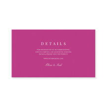 Élégant Script White & Magenta Détails du Mariage