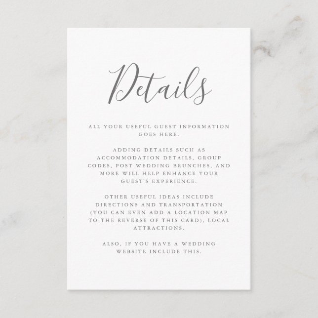 Carte D'accompagnement Elegant Signature Informations sur le client (Devant)