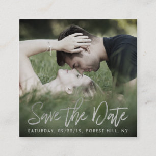 Carte D'accompagnement Elegant Silver Foil Script Photo Save The Date