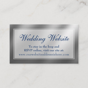 Carte D'accompagnement Elegant Silver & Navy Mariage Site Web Insérer une