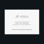 Carte D'accompagnement Élégant simple blanc noir mariage détails du site<br><div class="desc">Elégant classe minima mariage détails du site Web et la carte d'invitation de script de santé et de sécurité avec la calligraphie formelle classique. Une façon simple d'informer vos invités sur votre site Web,  à rsvp en ligne,  ou de trouver plus d'informations sur votre cérémonie et réception.</div>