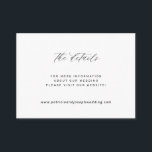 Carte D'accompagnement Élégant simple blanc noir mariage détails du site<br><div class="desc">Elégant classe minima mariage détails du site Web et la carte d'invitation de script de santé et de sécurité avec la calligraphie formelle classique. Une façon simple d'informer vos invités sur votre site Web,  à rsvp en ligne,  ou de trouver plus d'informations sur votre cérémonie et réception.</div>