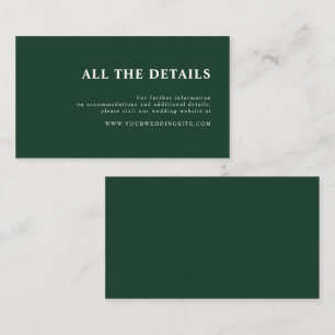 Carte D'accompagnement Elegant Simple Forest Green Détails du Mariage de